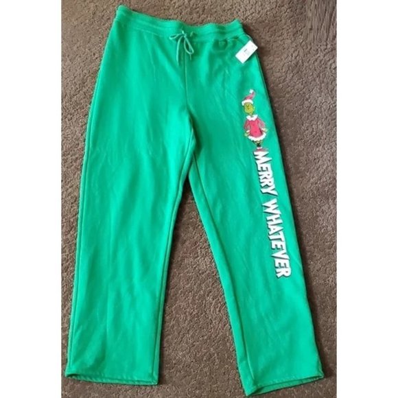 Juniors The Grinch Who Stole "Merry Whatever" Sweat Pants Pajamas Size L 2X NWT - Picture 1 of 3